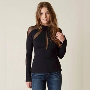 Free People Monarch Mesh Inset Top Black Large